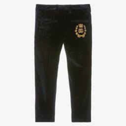 Dolce & Gabbana-Boys Luxurious Navy Velvet Slacks | Childrensalon Outlet