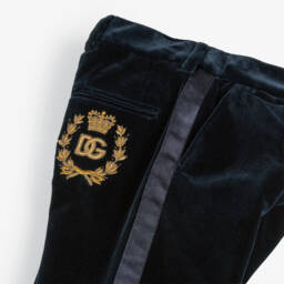 Dolce & Gabbana-Boys Luxurious Navy Velvet Slacks | Childrensalon Outlet