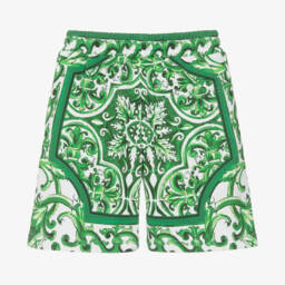 Dolce & Gabbana-Boys Majolica Print Cotton Shorts | Childrensalon Outlet