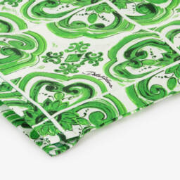 Dolce & Gabbana-Зеленая рубашка-поло из хлопка с майоликой для мальчиков | Childrensalon Outlet