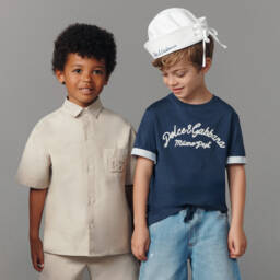 Dolce & Gabbana-Boys Nautical Blue Cotton Tee | Childrensalon Outlet