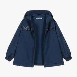 Dolce & Gabbana-Boys Navy Blue Hooded Jacket | Childrensalon Outlet