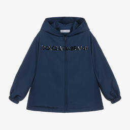 Dolce & Gabbana-Boys Navy Blue Hooded Jacket | Childrensalon Outlet