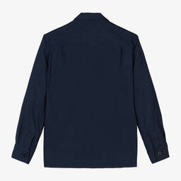 Dolce & Gabbana-Boys Navy Blue Linen Shirt | Childrensalon Outlet