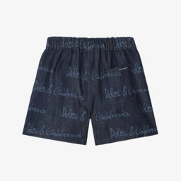 Dolce & Gabbana-Boys Navy Denim Logo Shorts | Childrensalon Outlet