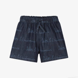 Dolce & Gabbana-Boys Navy Denim Logo Shorts | Childrensalon Outlet
