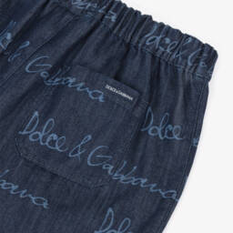Dolce & Gabbana-Boys Navy Denim Logo Shorts | Childrensalon Outlet