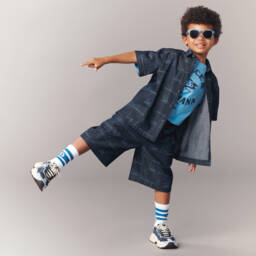 Dolce & Gabbana-Boys Navy Logo Cotton Shirt | Childrensalon Outlet