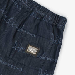 Dolce & Gabbana-Boys Navy Logo-Patterned Cotton Shorts | Childrensalon Outlet
