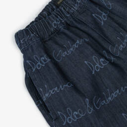 Dolce & Gabbana-Boys Navy Logo-Patterned Cotton Shorts | Childrensalon Outlet