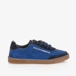 Dolce & Gabbana-Boys Navy Suede Leather Trainers | Childrensalon Outlet