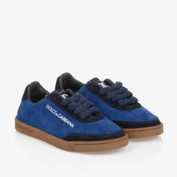 Dolce & Gabbana-Boys Navy Suede Leather Trainers | Childrensalon Outlet
