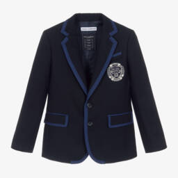 Dolce & Gabbana-Boys Navy Wool Blazer | Childrensalon Outlet