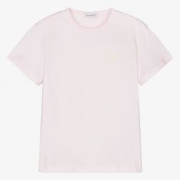Dolce & Gabbana-Boys Pink Cotton Logo T-Shirt | Childrensalon Outlet