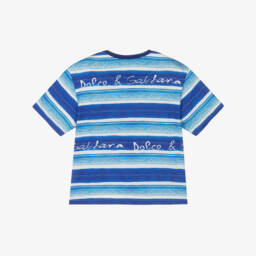 Dolce & Gabbana-Boys Striped Blue Letter Tee | Childrensalon Outlet