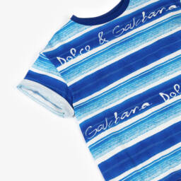 Dolce & Gabbana-Boys Striped Blue Letter Tee | Childrensalon Outlet