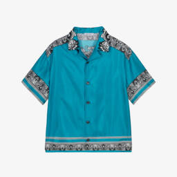 Dolce & Gabbana-قميص باندانا حرير أزرق للبنين | Childrensalon Outlet