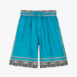 Dolce & Gabbana-Boys Teal Silk Bandana Shorts | Childrensalon Outlet