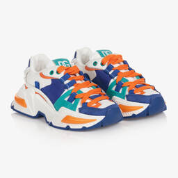 Dolce & Gabbana-Boys White & Blue Chunky Trainers | Childrensalon Outlet