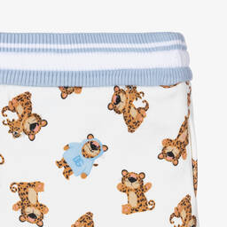 Dolce & Gabbana-Белые хлопковые джоггеры с леопардовым принтом | Childrensalon Outlet