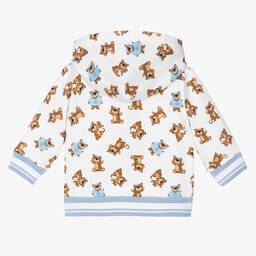 Dolce & Gabbana-Boys White Cotton Leopard Zip-Up Top | Childrensalon Outlet