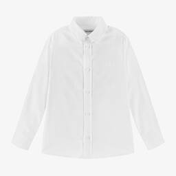 Dolce & Gabbana-Белая хлопковая рубашка с принтом DG для мальчиков | Childrensalon Outlet