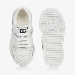 Dolce & Gabbana-Boys White Leather Trainers | Childrensalon Outlet