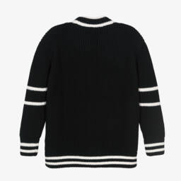 Dolce & Gabbana-Boys Wool Knit Black Cardigan | Childrensalon Outlet