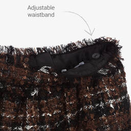 Dolce & Gabbana-Brown Check Tweed Skirt | Childrensalon Outlet