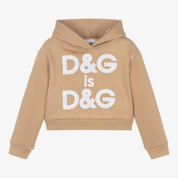 Dolce & Gabbana-Бежевая хлопковая худи с надписью | Childrensalon Outlet