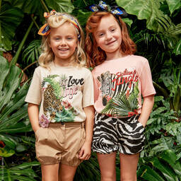 Dolce & Gabbana-Girls Beige Cotton T-Shirt | Childrensalon Outlet