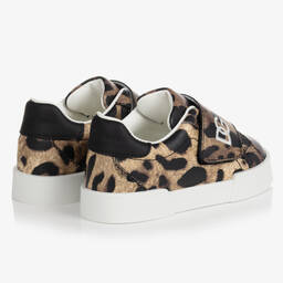 Dolce & Gabbana-Girls Beige Leopard Print DG Trainers | Childrensalon Outlet
