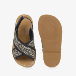 Dolce & Gabbana-Girls Beige Logo Canvas Sandals | Childrensalon Outlet