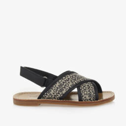Dolce & Gabbana-Girls Beige Logo Canvas Sandals | Childrensalon Outlet
