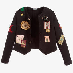  دولتشي آند غابانا-جاكيت لون أسود مطرز للفتيات | Childrensalon Outlet