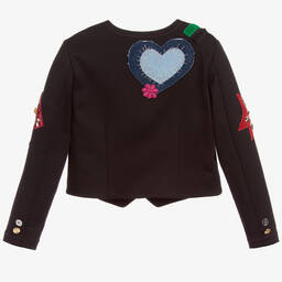  دولتشي آند غابانا-جاكيت لون أسود مطرز للفتيات | Childrensalon Outlet
