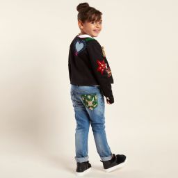  دولتشي آند غابانا-جاكيت لون أسود مطرز للفتيات | Childrensalon Outlet