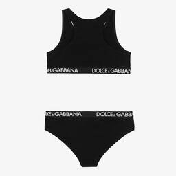 Dolce & Gabbana-Girls Black Bra Top & Knickers Set | Childrensalon Outlet