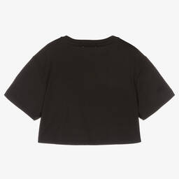 Dolce & Gabbana-Черная укороченная футболка из хлопка | Childrensalon Outlet