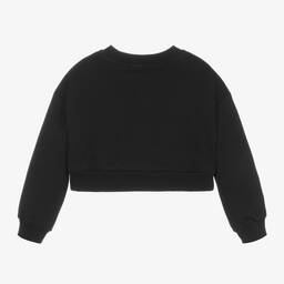 Dolce & Gabbana-Girls Black Cropped DG Logo Sweatshirt | Childrensalon Outlet