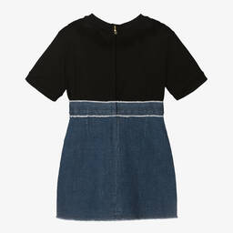 Dolce & Gabbana-Girls Black Jersey & Blue Denim Dress | Childrensalon Outlet