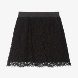 Dolce & Gabbana-Girls Black Lace Skirt | Childrensalon Outlet