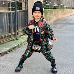 Dolce & Gabbana-Girls Black Padded Joggers | Childrensalon Outlet
