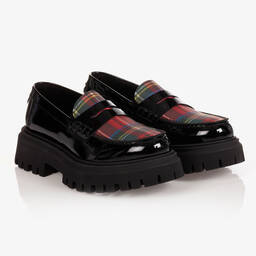 Dolce & Gabbana-Girls Black Patent Loafers | Childrensalon Outlet