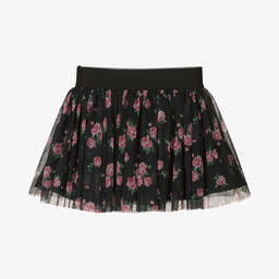 Dolce & Gabbana-Girls Black & Pink Rose Tulle Skirt | Childrensalon Outlet