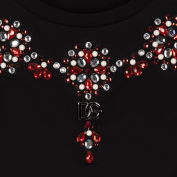 Dolce & Gabbana-تيشيرت قطن لون أسود للبنات | Childrensalon Outlet