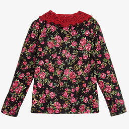 Dolce & Gabbana-Girls Black ROSELLINE Blouse | Childrensalon Outlet