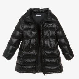Dolce & Gabbana-Girls Black Shiny Down Coat | Childrensalon Outlet