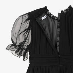 Dolce & Gabbana-Girls Black Silk Chiffon Flower Dress | Childrensalon Outlet
