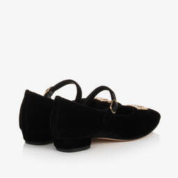 Dolce & Gabbana-Черные бархатные туфли с ремешком | Childrensalon Outlet